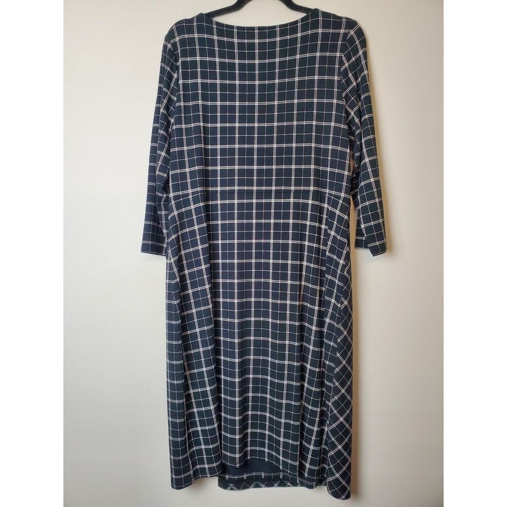 J. Jill Wearever Collection Medium Dress Stretch Knit Black‎ Plaid Wrap Front - Picture 5 of 12